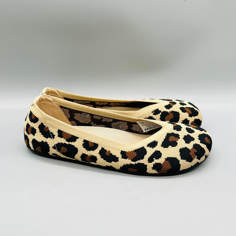 Xero Shoes Women 7.5 Multicolor Knit Leopard Print Phoenix Ballet Flats Slip On